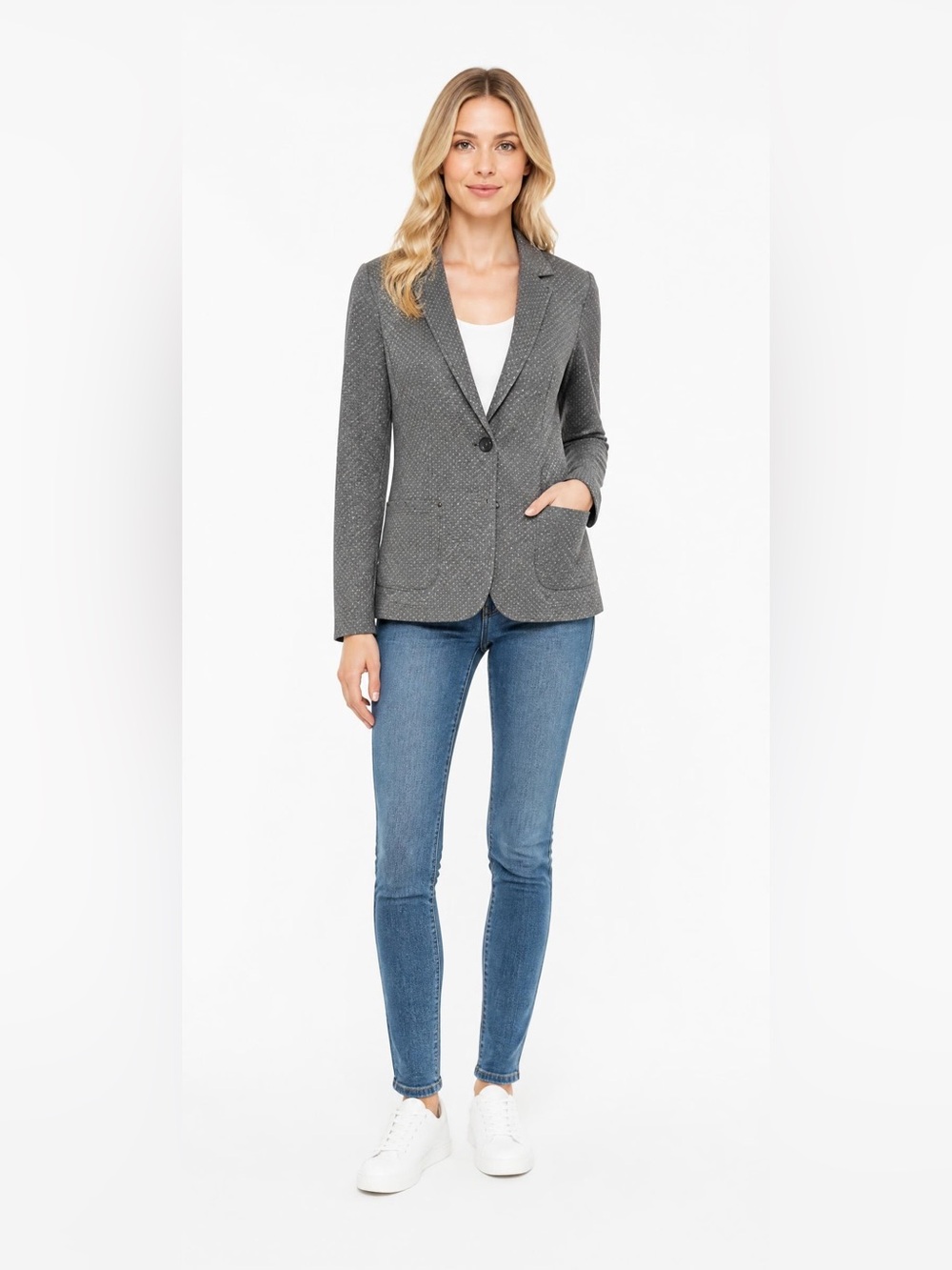 Olsen Charcoal Gray Single-Breasted Blazer